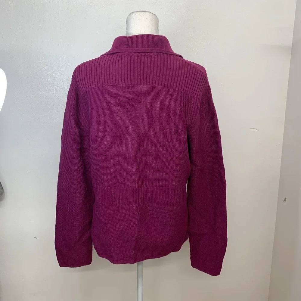 Jones NY Waffle Knit Button Up Sweater Blazer Purple Woman XL‎ Business Casual